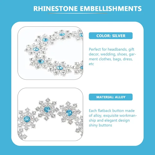 Miniatura 2 de 30 piezas de botones de copo de nieve de diamantes de imitación de cristal con parte trasera plana adornos para manualidades, joyería DIY, álbumes
