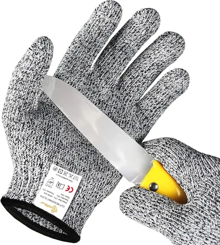 Miniatura 16 de Guantes Evridwear resistentes al corte para niños de 10 a 13 años, guantes de corte con protección de grado alimenticio nivel 5 para cocinar, Gris