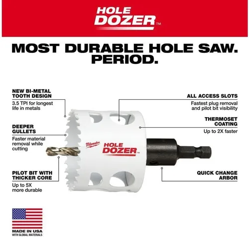 Miniatura 4 de Milwaukee 49-22-4025 Kit de Sierra de Corona de Uso General de 13 Piezas Hole Dozer
