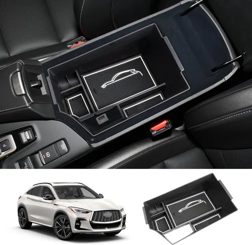 Miniatura 8 de Organizador de consola central Infiniti QX50 QX55 2018-2023 Accesorios para reposabrazos (rojo)