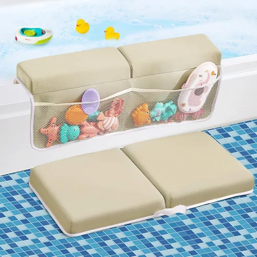 Miniatura 8 de Juego de rodilleras y codos de baño para bebé, almohadilla gruesa y suave de secado rápido para la hora del baño del bebé, espuma viscoelástica Azul