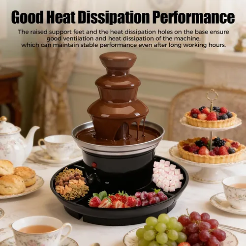 Miniatura 3 de Máquina eléctrica de fuente de chocolate de tres niveles, capacidad de 1 libra, con bandeja de alimentos y barra giratoria en espiral para fiestas