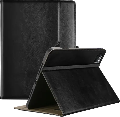 ProCase Funda de piel sintética para iPad Pro de 11 pulgadas 2025 M5 / 2024 M4 con correa de mano bolsillo frontal, cubierta de soporte de negocios