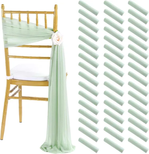 Miniatura 19 de Fanqisi 16 cintas para sillas con cintas de 8 pies de largo, cortinas de tela suave para decoración de bodas, iglesias, sillas, pasillos