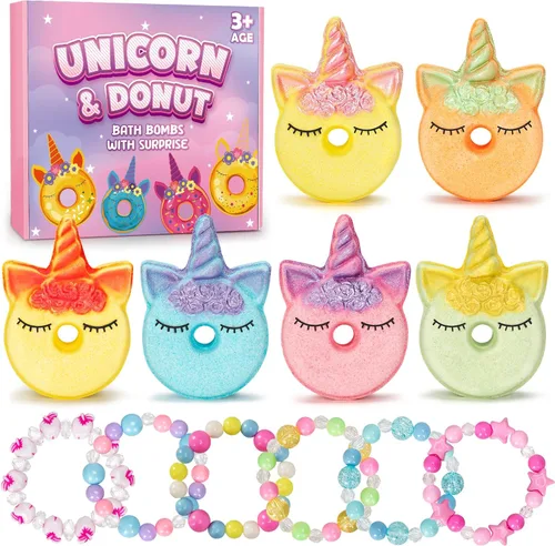 Miniatura 10 de 8 Paquetes de Bombas de Baño de Sirena para Niñas, Kit de Bomba de Baño de Burbujas con Juguetes Sorpresa Adentro, Juguetes de Baño para Niños de 4