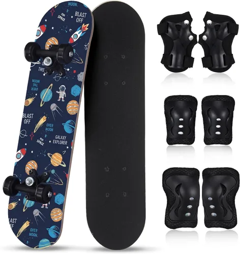 Miniatura 12 de Honoson Juego de 7 piezas de rodilleras, coderas y muñequeras para patinetas para principiantes y niños pequeños