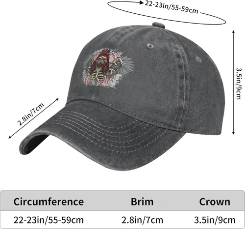 Miniatura 8 de Cowboy Hat Trendy Hats for Man and Women Djustable Four Season Outdoor Baseball Cap of Hell Skull with Angel Deep Heather