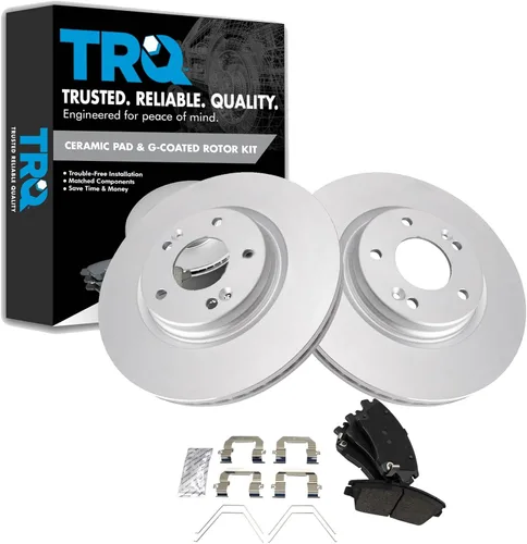 Miniatura 37 de TRQ Juego de pastillas de freno delantero y rotores con revestimiento de cerámica compatible con Jeep Compass Patriot 2017