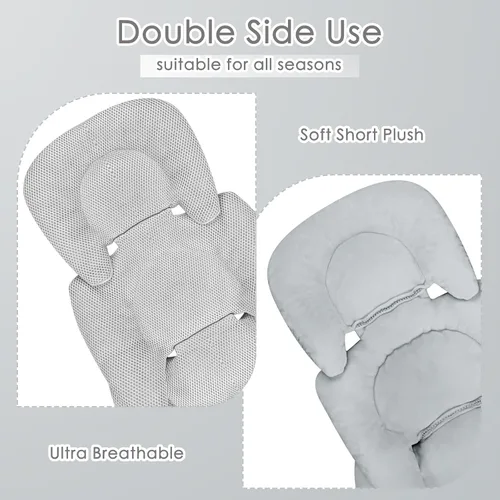 Miniatura 2 de Inserto de asiento de automóvil infantil para niñas recién nacidas, insertos de asiento de automóvil de malla de verano con almohadillas para Gris