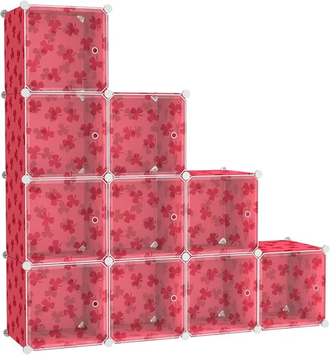 Miniatura 15 de C&AHOME Organizador de almacenamiento en cubos con puertas, estantes de 6 cubos, estantería modular de plástico DIY, estantería de almacenamiento