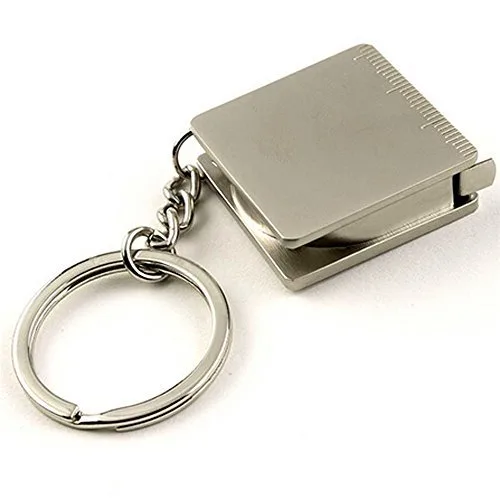 JewelBeauty Mini cinta métrica de acero de metal, multifuncional, llavero, bolsa de regalo de terciopelo incluida