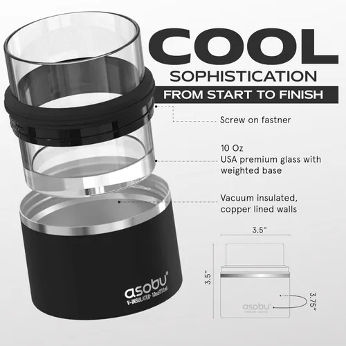 Miniatura 5 de asobu Vaso con funda para whisky, vaso de bourbon aislado con vidrio de rocas de alta calidad, sin BPA, acero inoxidable de doble pared, mantiene