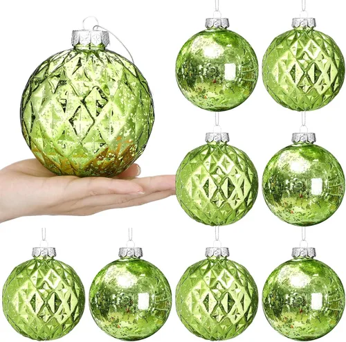 Miniatura 11 de Syhood 8 Piezas Bolas de Navidad Grandes de 4" Adornos Inastillables para Árbol de Navidad Bolas de Plástico con Acabado de Mercurio Vintage