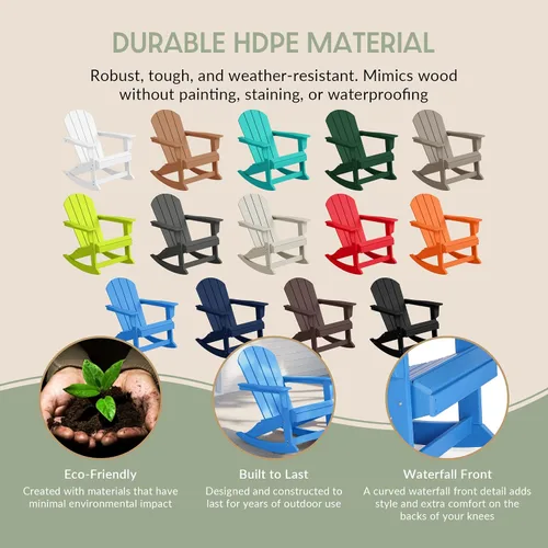 Miniatura 54 de WestinTrends Silla mecedora Malibu de poliéster para exterior/patio Adirondack, Negra