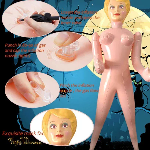 Miniatura 3 de Muñeca inflable de 59 pulgadas, muñeca de maniquí inflable de cuerpo completo, decoración de Halloween para chicos, para fiestas de adultos, bromas