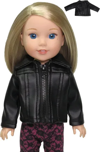American Fashion World Chaqueta de cuero para muñecas de 14 pulgadas | Calidad premium y diseño moderno | Ropa de muñecas | Moda de ropa para