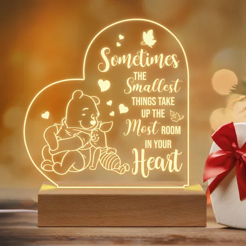 PZJIEAN Winnie The Pooh - Luz nocturna acrílica grabada con base, regalos de Winnie The Pooh para cumpleaños, Navidad, graduación, regreso a clases,
