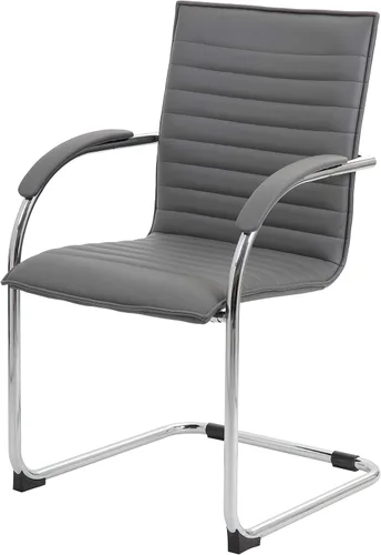 Miniatura 4 de Boss Office Products Boss Caressoftplus - Silla auxiliar de vinilo con marco cromado, (juego de 2), color gris