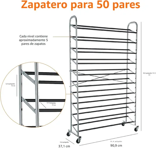 Miniatura 4 de Amazon Basics - Organizador para 50 pares de zapatos