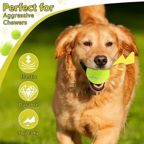 Miniatura 4 de Swingers Pelotas de tenis chirriantes para perro, pelotas de tenis de entrenamiento de 2.5 pulgadas, pelota de ejercicio para mascotas y perros