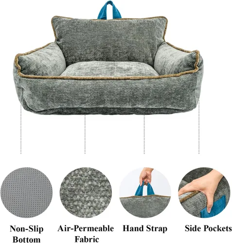 Miniatura 6 de Cama mediana para perro, cama calmante para perros, cama para perros de tamaño mediano, impermeable, M (23.5 x 15.5 x 13.5 pulgadas)