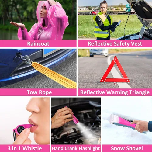 Miniatura 9 de Kit de emergencia para automóvil con compresor de aire portátil, kit de emergencia en carretera para vehículos, kit de asistencia de seguridad