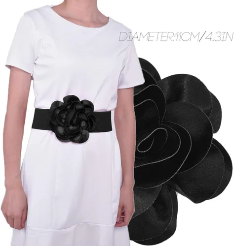 Miniatura 4 de Women Girls Big Flower Belt Cute Design Wide Elastic Waist Band Waist Décor Multi