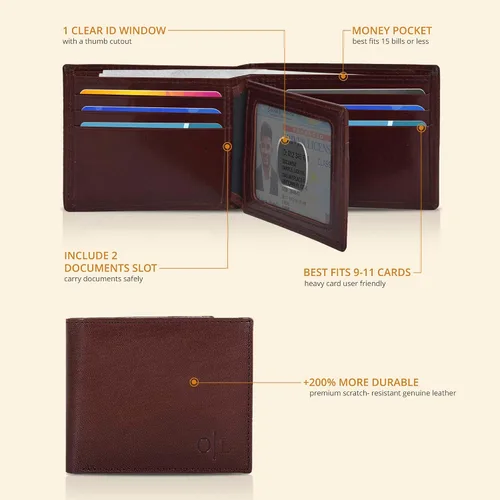 Miniatura 72 de Carteras RFID delgadas para hombres - Cartera de bolsillo frontal de piel genuina
