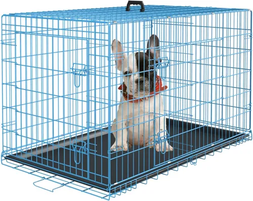 Miniatura 18 de PayLessHere Jaula grande para perros medianos y grandes, jaula de metal para perros de doble puerta, plegable, para interiores y exteriores