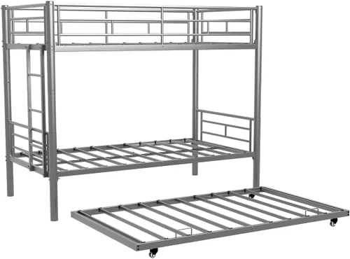 Miniatura 17 de Bellemave Litera de metal con nido, litera individual sobre matrimonial con barandilla y escalera para niños/adolescentes, adultos, no necesita
