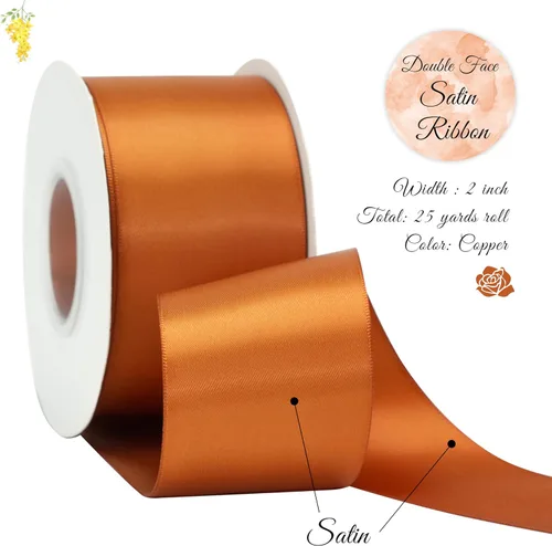 Miniatura 2 de Cinta de Cobre de 2 Pulgadas Cinta de Satén de Doble Cara Cinta de Cobre Gruesa para Envolver Regalos Decoración de Bodas Decoraciones de Ramo