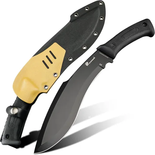 HX Outdoors - Cuchillo machete Kukri de 14 pulgadas, acero D2 de alta calidad, cuchillo de jardinería con funda Kydex para exteriores, campamento,