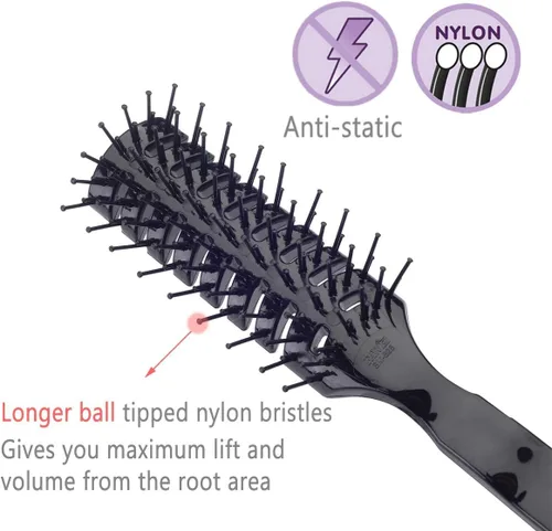 Miniatura 3 de Cepillo de pelo ventilado para hombre para secado con secado, cepillo antiestático para peinar cabello fino, rizado, ondulado, húmedo o seco