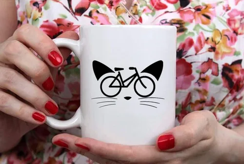 Miniatura 4 de Fonhark - Taza de gato de bicicleta, divertido gato en una bicicleta, taza de bicicleta de gatito, taza de café novedosa de 11 onzas