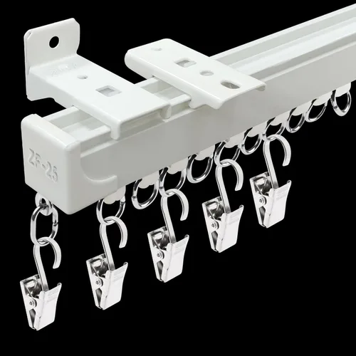 Riel de cortina para montaje en techo, riel de cortina de techo resistente o pared de 6 pies, riel divisor de habitación blanco con clips, adecuado