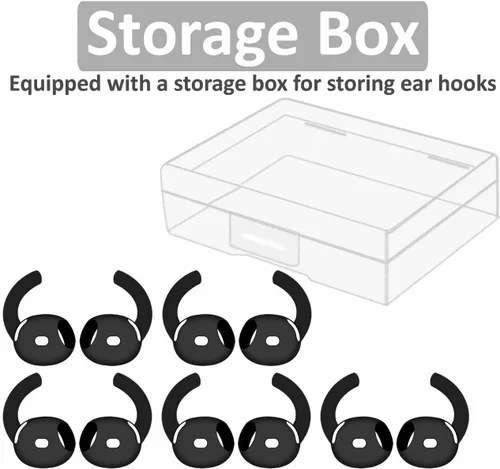 Miniatura 4 de 5 pares de ganchos para las orejas para AirPods, 4 ganchos para las orejas, alas de silicona de repuesto, diseño ergonómico, soporte antideslizante