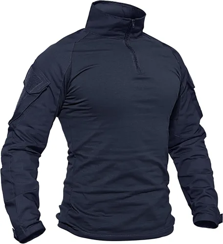 Miniatura 8 de TACVASEN Camisa táctica de manga larga para hombre, con cremallera de 1/4, con bolsillos, para paintball, militar, Airsoft, transpirable