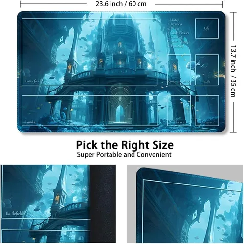 Miniatura 2 de Tapete de juego MTG cosido de alta calidad con zonas y parte trasera de goma antideslizante, tapete de juego TCG para MTG y otros juegos de cartas