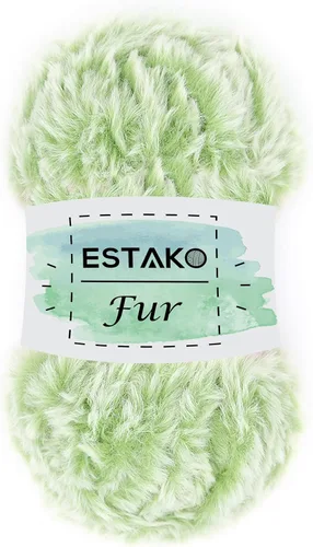 Miniatura 17 de Estako Piel 100% poliéster, suave, súper grueso, esponjoso, pelo sintético, hilo de tejer y ganchillo, 3.52 oz (100gr) 71 yardas (213.3 ft)