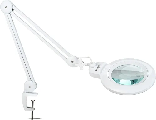 Bifocals - Lámpara de escritorio con aumento con abrazadera, 5 dioptrías con 20 dioptrías, lente desmontable de 6 pulgadas y 120 luces LED, 3 modos