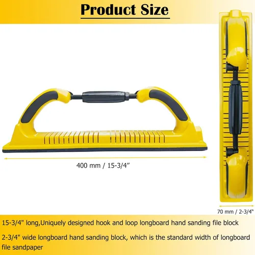 Miniatura 2 de Toromp Bloque de Lima de Lijado Manual Longboard Flex de Radio Ajustable de 2-3/4" x 15-3/4" con Respaldo de Gancho y Bucle - Usar con Rollos