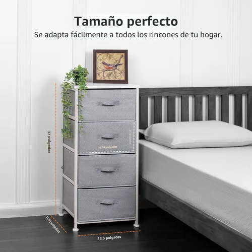 Miniatura 2 de Amazon Basics - Organizador de tela con 4 cajones para armario, color blanco.