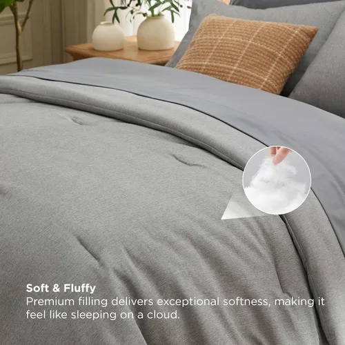 Miniatura 61 de Bedsure Juego de edredón Twin/Twin XL, ropa de cama suave beige para todas las estaciones, juego de cama teñido catiónico, 2 piezas, 1 edredón