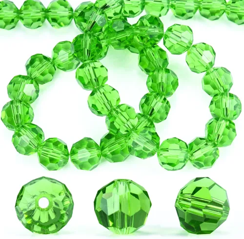 Miniatura 31 de Dowarm 100 cuentas redondas de cristal de 0.315 pulgadas para la fabricación de joyas, cuentas de cristal Rondelle facetadas para manualidades