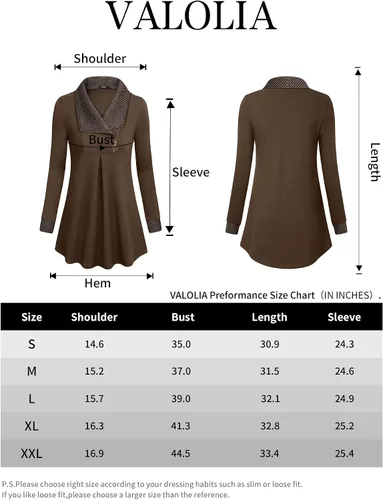 Miniatura 5 de VALOLIA Sudadera casual de manga larga con cremallera y solapa para mujer, túnica a la moda