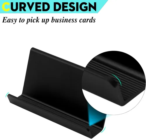 Miniatura 5 de Tarjetero negro para escritorio, organizador moderno de metal para tarjetas de nombre de negocios, con capacidad para hasta 40 tarjetas
