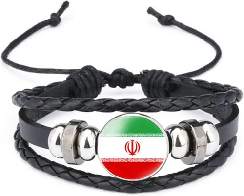 Miniatura 124 de vmcoatdu Mundial Muchas Banderas Nacionales Brazalete Retro de Aleación de Cuero para Pulsera de Cuerda Trenzada de Bandera Nacional