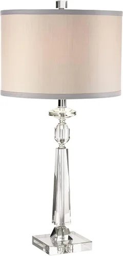 Miniatura 2 de Vienna Full Spectrum Aline - Lámpara de mesa tradicional de 26 1/2 pulgadas de alto, cristal transparente, pantalla gris, sala de estar, dormitorio