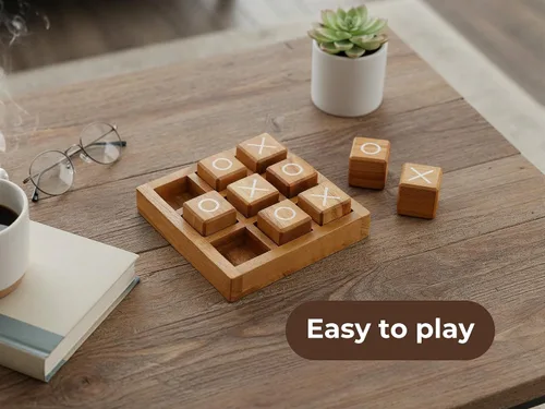 Miniatura 5 de BSIRI Bloques XO de madera (L) Juegos de mesa de Tic Tac Toe - Ideal para juegos de niños, juegos familiares y noches de juegos para adultos