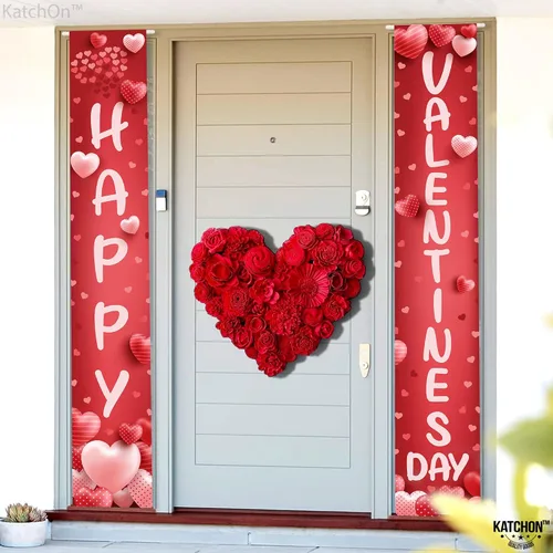 Miniatura 4 de KatchOn, Cartel de feliz día de San Valentín – XL, 72 x 12 pulgadas Cartel de puerta de San Valentín para decoraciones de feliz día de San